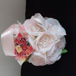 New 5" Round Pink Rose Kissing Ball on Pink Satin Ribbon for Wedding